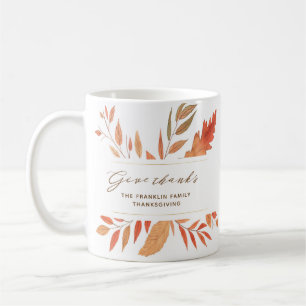 Ge Tack Watercolor Höst löv Thanksgiving Kaffemugg