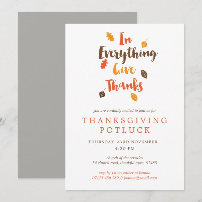 Ge tackinbjudan till Löv Thanksgiving för - Inbjudningar (Fram/baksida)