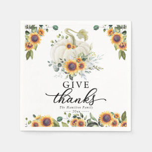 Ge Tacks Solrosar Vit Pumpa Thanksgiving Pappersservett