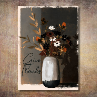 Ge Tacksamhet Rustik Höst Vildblomma Thanksgiving Helgkort