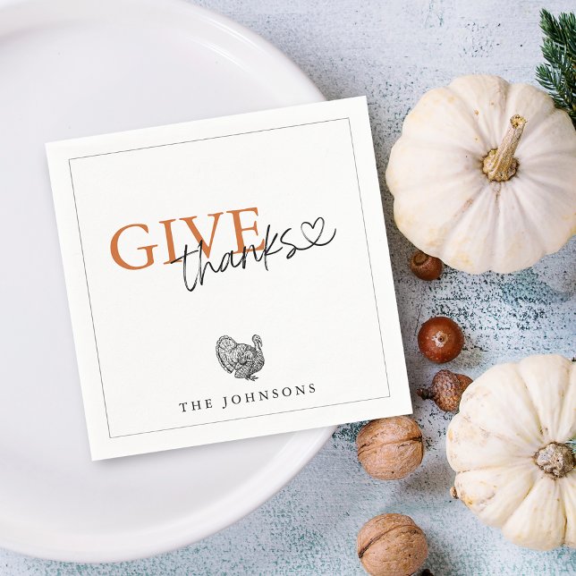 Ge tacksäsong Turkiet Papper Pappersservett (Give Thanks Season Turkey Paper Napkins)