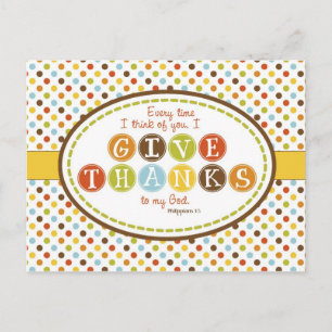 GE THANKS Scripture Verse Postcard Vykort