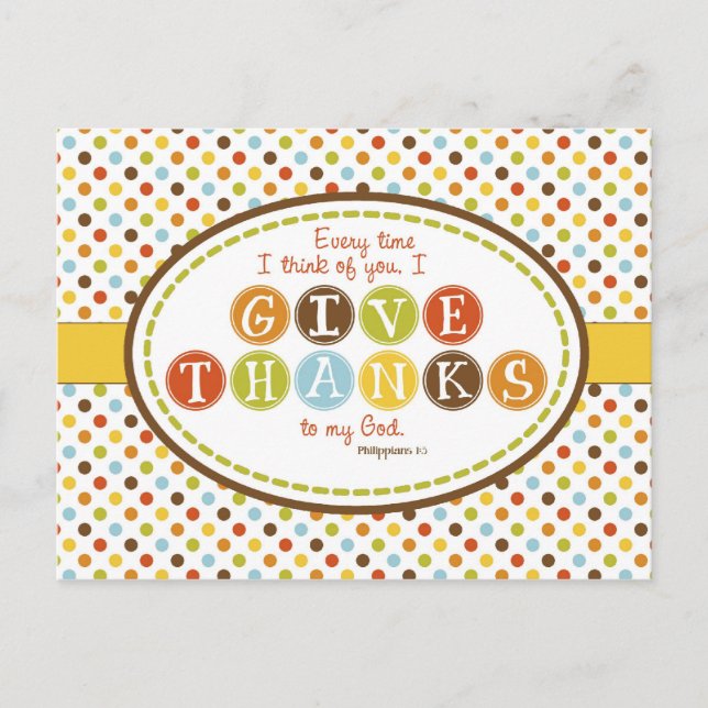 GE THANKS Scripture Verse Postcard Vykort (Framsida)