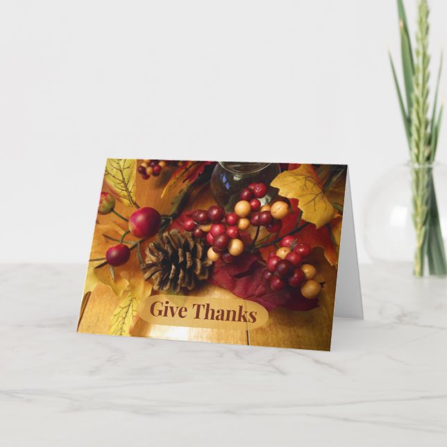 Ge Thanksgiving Fall Berries och Pinecone Helgkort (Framsida)