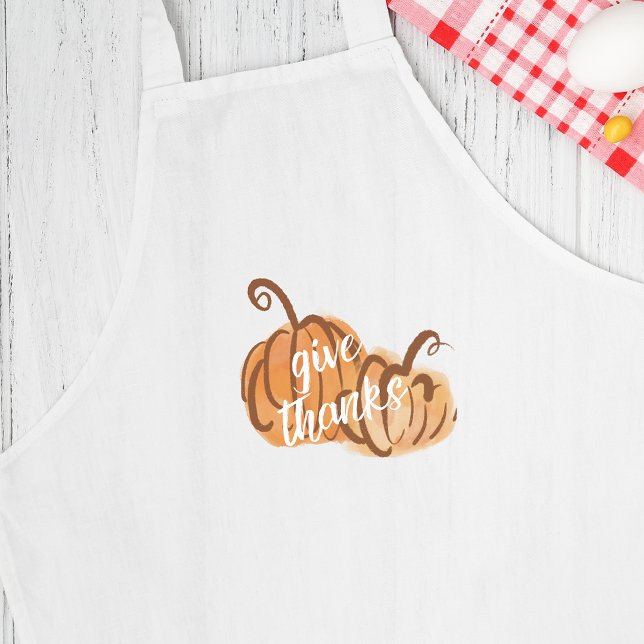 Ge Thanksgivingen  Apron Förkläde (Give Thanks Watercolor Pumpkins Thanksgiving Apron)