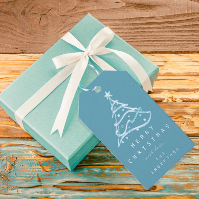 Ge till God jul Gott nytt år Träd Blue Presentetikett (Gift To Merry Christmas Happy New Year Tree Blue Gift Tags)