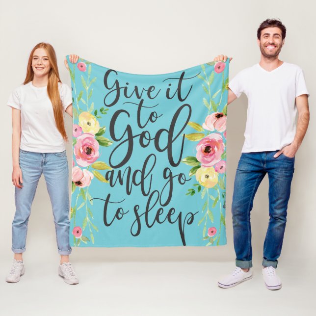 Ge till Gud och gå och sova, citerar boho blommigt Fleecefilt (På plats)