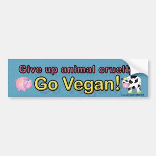 "Ge upp djur grymhet går veganen" med kon & grise Bildekal