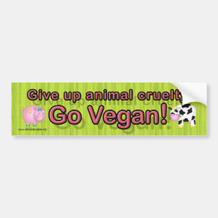 "Ge upp djur grymhet går veganen" med kon & grise Bildekal