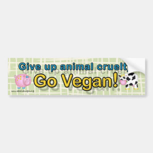 "Ge upp djur grymhet går veganen" med kon & grisen Bildekal