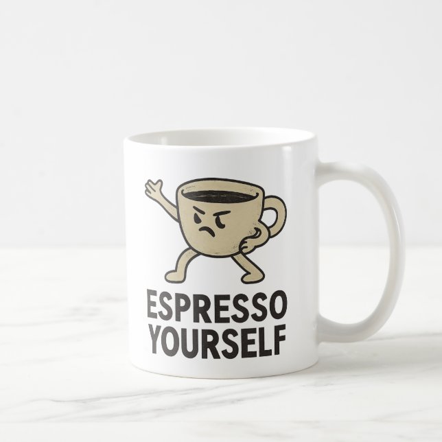 "Ge Uttryck för Dig Själv" Roligt Kaffe Skämt Teck Kaffemugg (Höger)