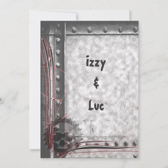 Gearhead Skull Rockabilly Grunge Goth Bröllop Inbjudningar (Framsida)