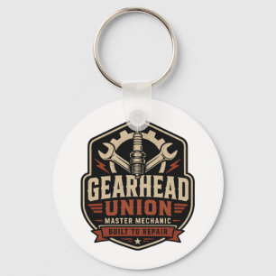 Gearhead Union mekaniker framsida & baksida herr T Nyckelring
