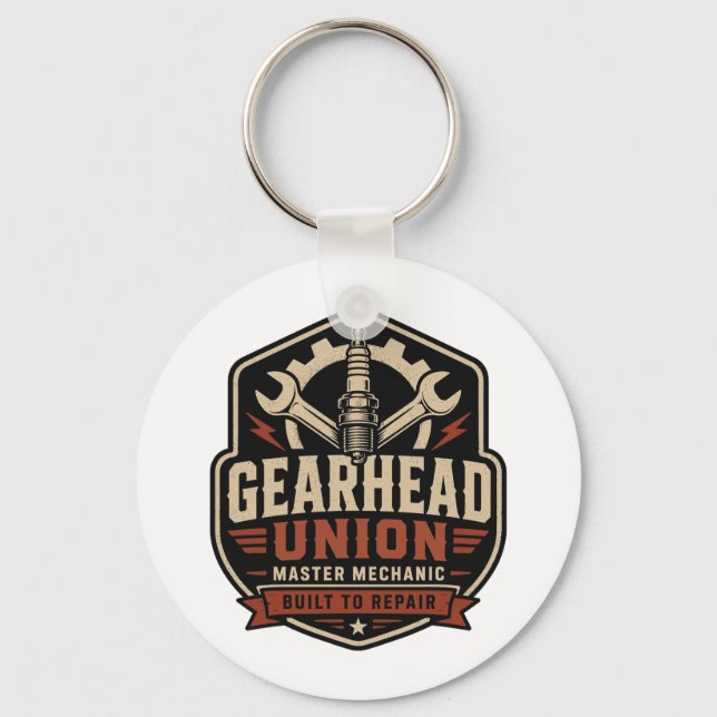 Gearhead Union mekaniker framsida & baksida herr T Nyckelring (Framsida)