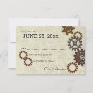 Gears Rustic Industrial Bröllop Response OSA Kort