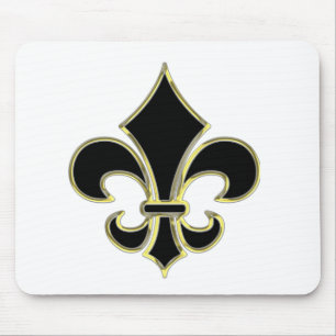 Geaux svart & Guld Fleur De Lis Musmatta