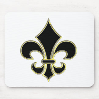 Geaux svart & Guld Fleur De Lis Musmatta