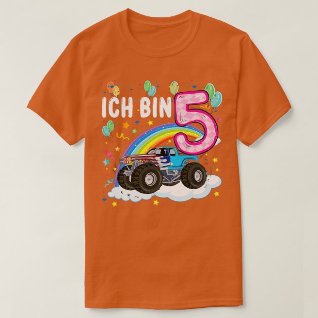 Geburtstag 5 Jahre Monster Lastbil T Shirt (Design framsida)