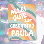 GEBURTSTAG Farbenfrohe Regenbogen Anpassen Vykort<br><div class="desc">Handgemachte Karte für Sie! Passen Sie sie mit Ihrem eigenen Text an, indem Sie auf „Personalisieren“ klicken, um den Namen zu ändern oder auch Text, Farben und Schriftart zu ändern. Schauen Sie in meinem Shop nach vielen weiteren Farben und Designs oder lassen Sie mich wissen, wenn Sie etwas Individuelles möchten!...</div>