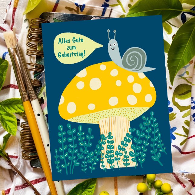 Geburtstag Schnecke auf Magischen Pilz Niedlich  Vykort (Geburtstag Schnecke auf Magischen Pilz Niedlich Postkarte Alles Gute zum Geburtstag
)