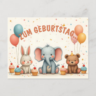 Geburtstagsfreud mit tierischen Freunden Helg Vykort