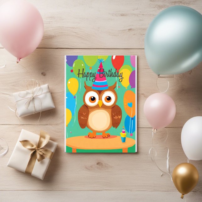 Geburtstagskarte "Bunte Eule" ❤️️ (Kinder Geburtstagskarte)