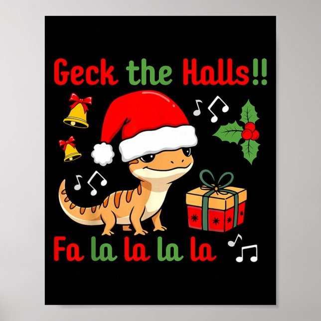Geck The Halls Leopard Gecko Christmas Pun Pet Own Poster (Framsidan)