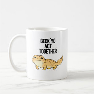 Geck Yo Act ToTillsammans Funny Gecko Pun Kaffemugg