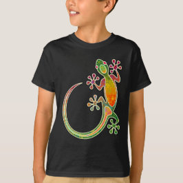 Gecko Blommigt Tribal Art Tee Shirt