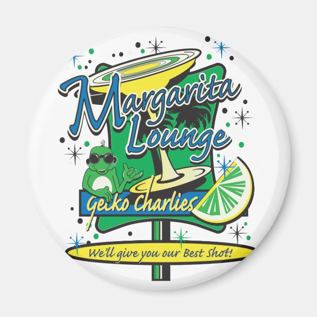 Gecko Charlies Margarita-Cocktail-Lounge Magnet (Framsidan)