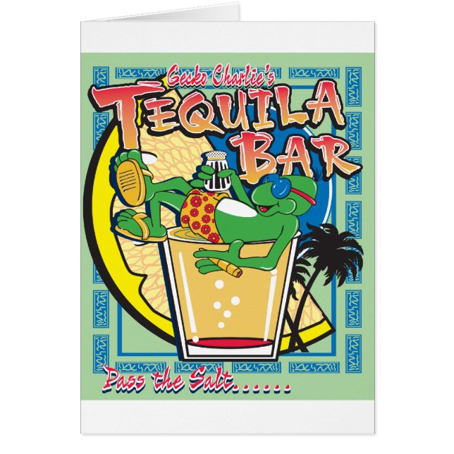 Gecko Charlies Margarita Pub Hälsningskort (Framsidan)