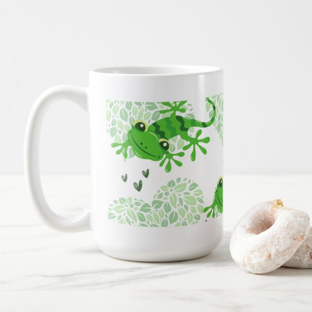 Gecko Hearts greenery Mugg (Med munk)