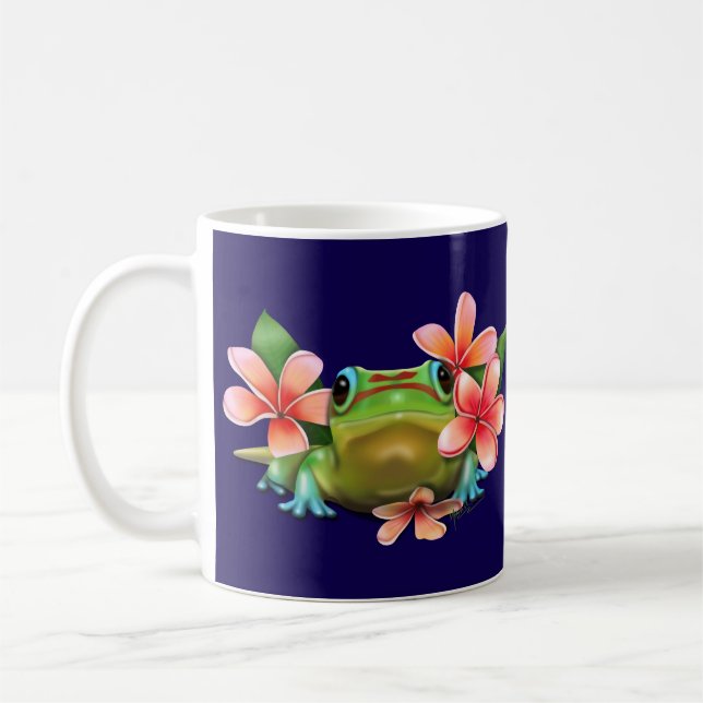 Gecko i Plumeria Kaffemugg (Vänster)