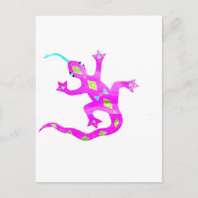 Gecko i Rosa2 Vykort (Framsida)