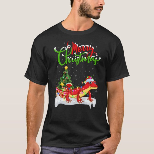 Gecko Julafton Dekorations Santa Gecko-julen T Shirt (Framsida)