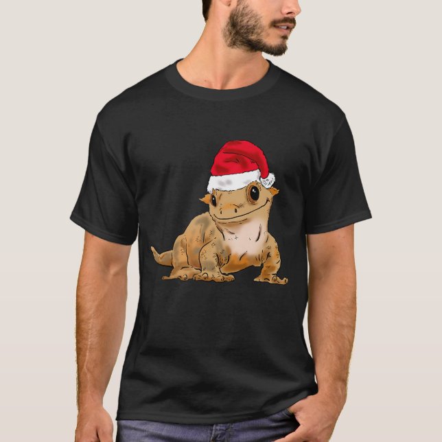 Gecko-jultomten Hat Funny Julafton T Shirt (Framsida)