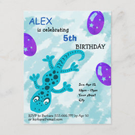 Gecko Lizard Barns födelsedag Party-kort Inbjudningar