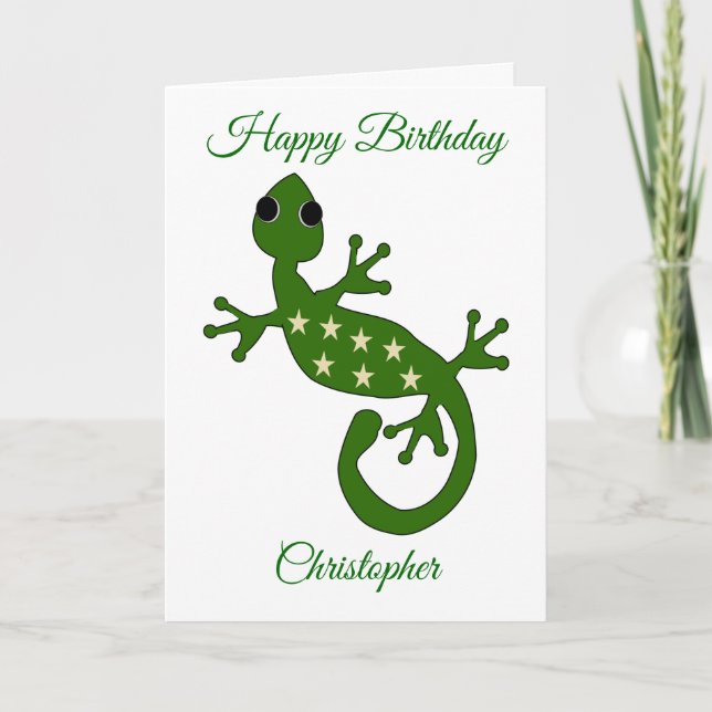 Gecko Lizard Birthday Card Kort (Framsida)