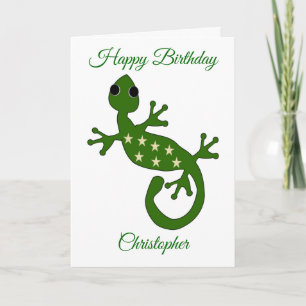 Gecko Lizard Birthday Card Kort