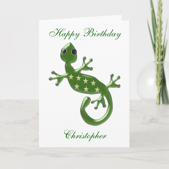 Gecko Lizard Birthday Card Kort (Framsida)