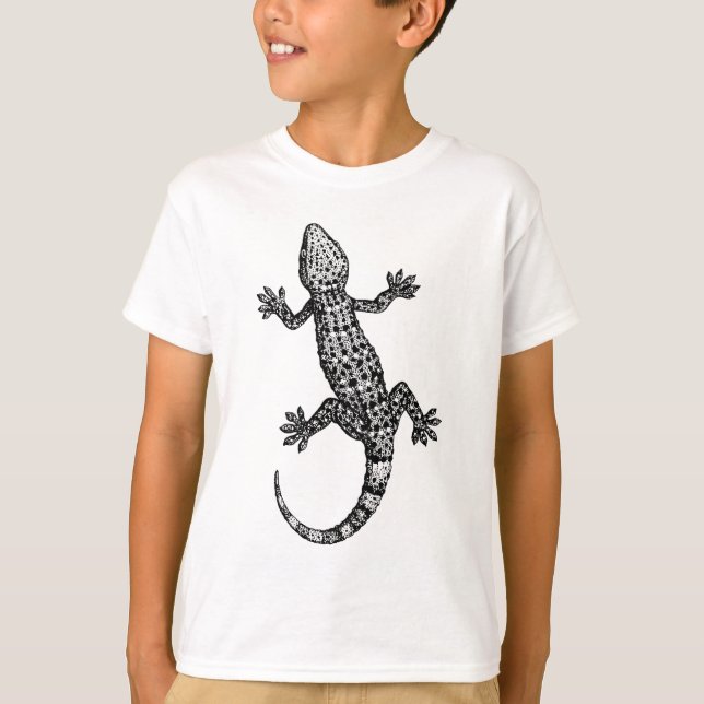 GECKO LIZARD DESIGN IN BLACK AND WHITE T SHIRT (Framsida)