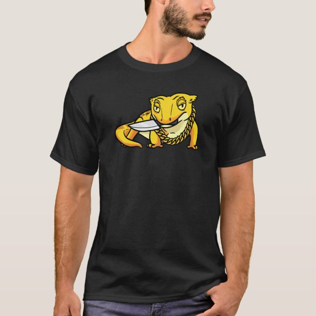 Gecko Lizard Eyelash Gecko Reptile med Kn T Shirt (Framsida)