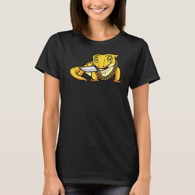Gecko Lizard Eyelash Gecko Reptile med Kn T Shirt (Framsida)