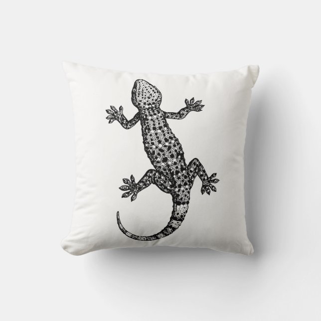 GECKO LIZARD ILLUSTRATION IN BLACK AND WHITE KUDDE (Framsida)