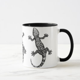 GECKO LIZARD ILLUSTRATION IN BLACK AND WHITE MUGG