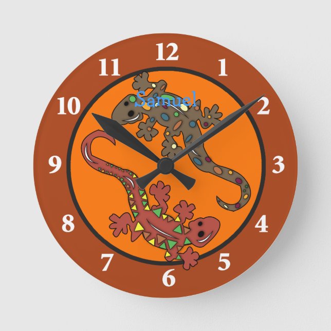 Gecko Lizard Mexican Theme Wall Clock Rund Klocka (Framsida)