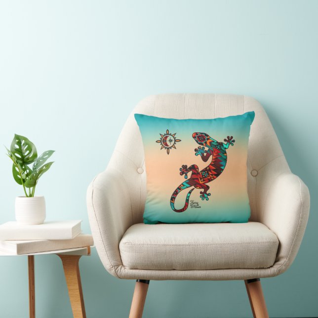 Gecko Lizard och Sol Dekorativ kudde (Stol)
