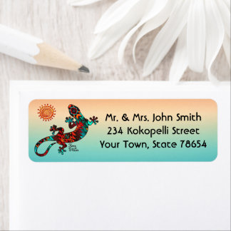 Gecko Lizard och Sol-etikett Returadress Etikett