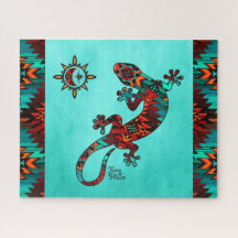 Gecko Lizard och Sol Jigszawa Puzzle