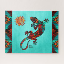 Gecko Lizard och Sol Jigszawa Puzzle